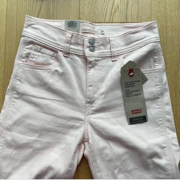 NWT LEVI'S 724 HIGH RISE STRAIGHT CROPPED soft pink -  26 - Picture 9 of 16